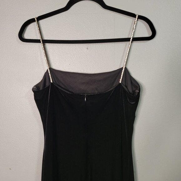 Vintage Y2K 90s Women's sz 12 Black Velvet Slip Dress Evening Gown Whimsygoth Rh - Picture 6 of 8